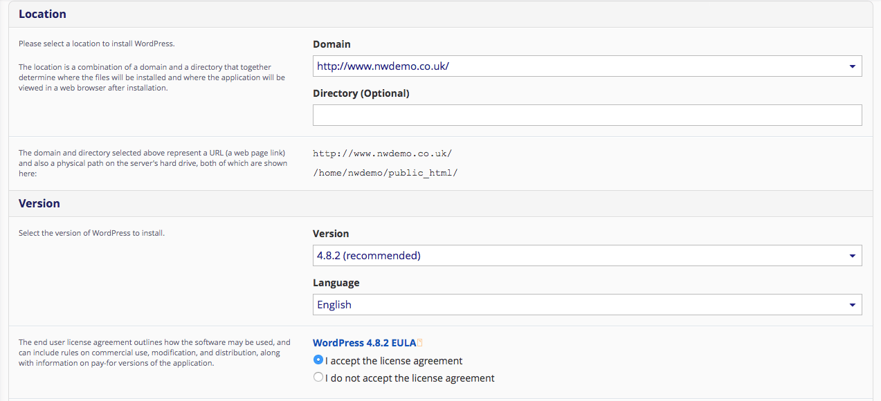 Install wizard screenshot