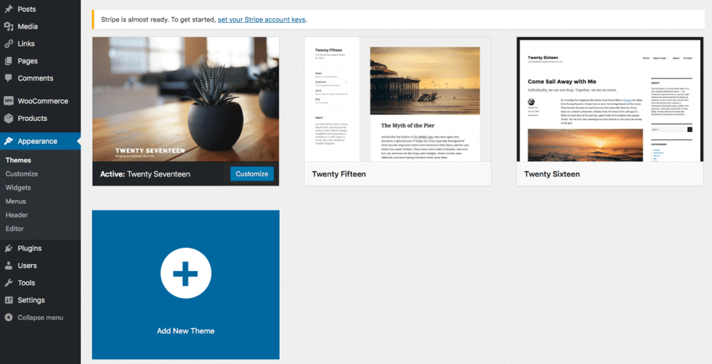 WordPress theme page