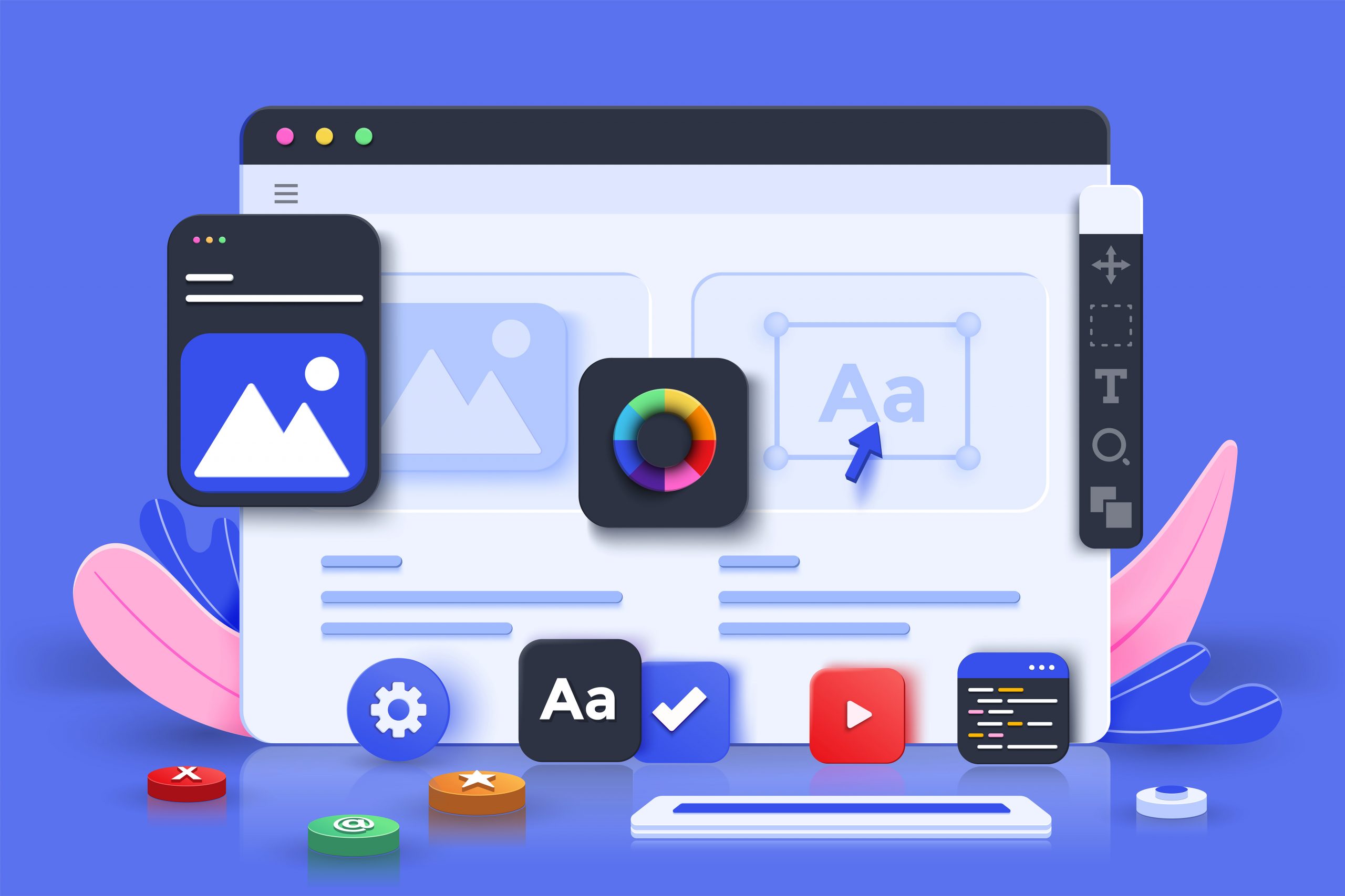 Modern 3d illustration of Web development concept